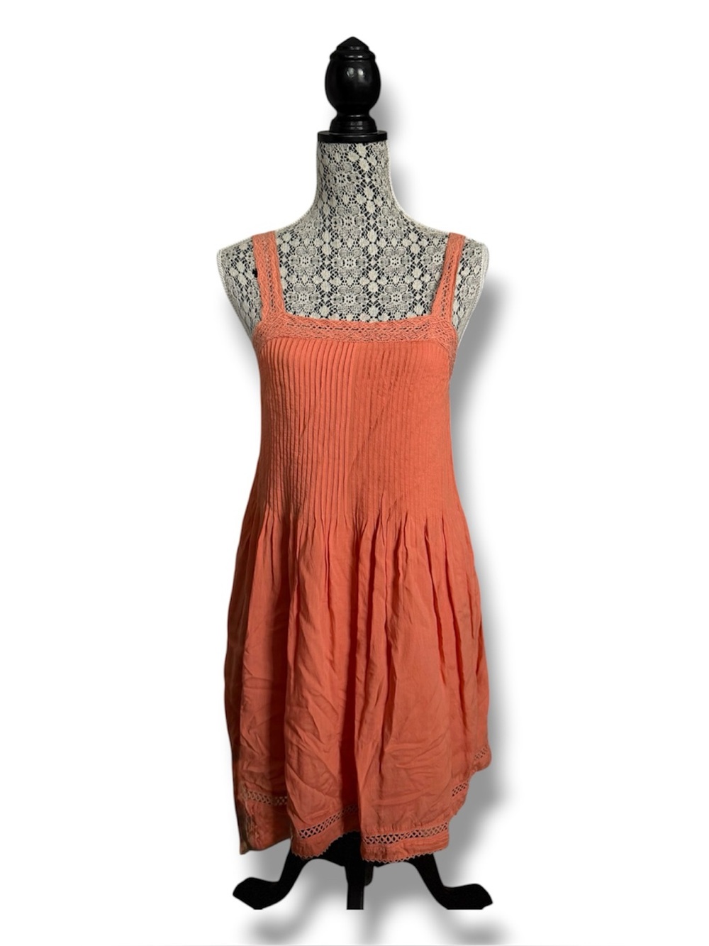 Wilfred Aritzia Coral Crochet-Trimmed Mini Dress Lace Boho La boheme XS